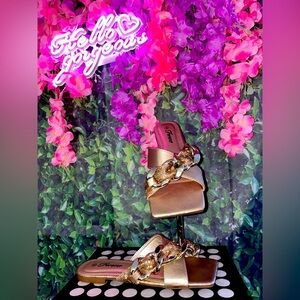 Gold Rhinestone Chain Sandals